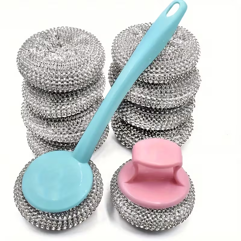7-piece stainless steel brush set, including 5 replaceable sponges