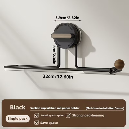 Rotating suction cup kitchen paper towel holder - no drilling required