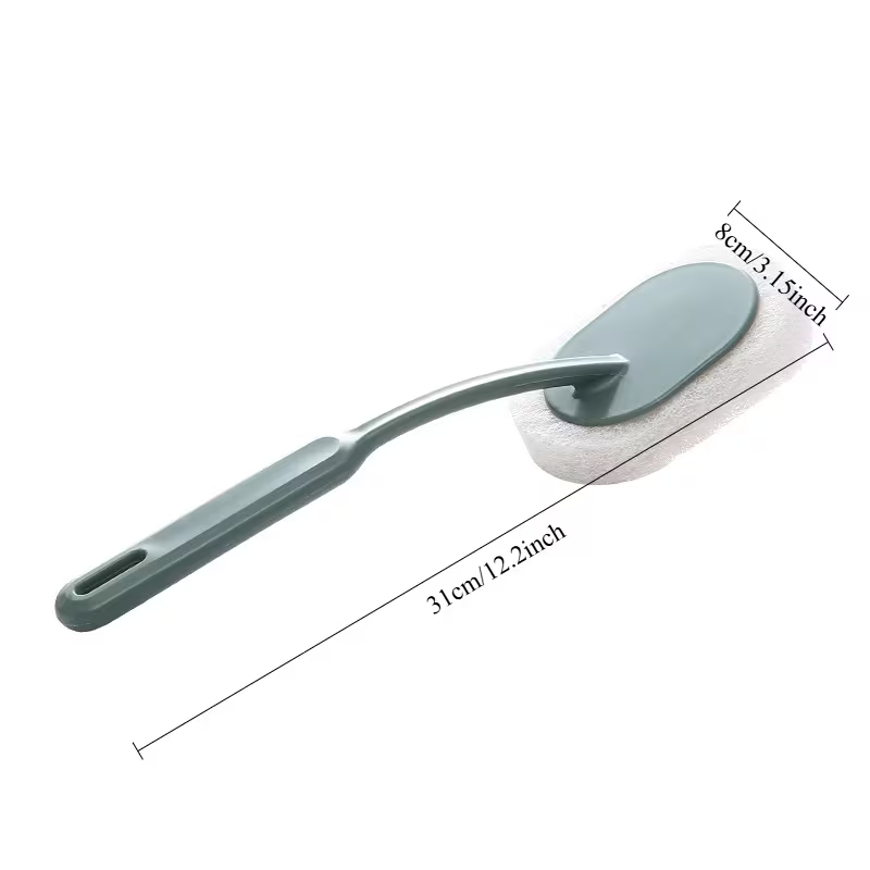 Long-handled sponge brush, designed for deep cleaning of bathtubs.