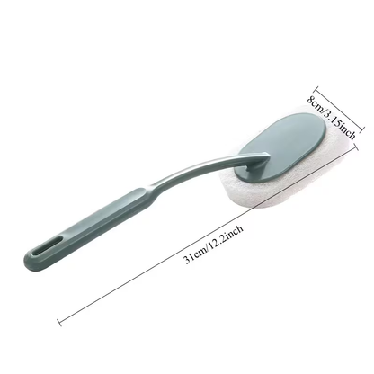 Long-handled sponge brush, designed for deep cleaning of bathtubs.