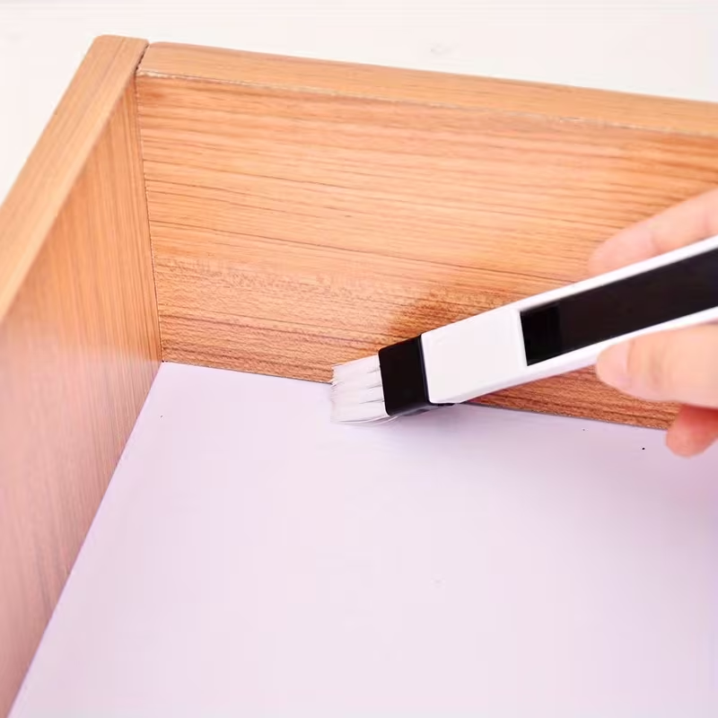 Window groove brush with dustpan and crevice nozzle
