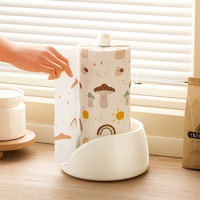 1 stainless steel/plastic rotating kitchen paper towel holder and countertop storage rack