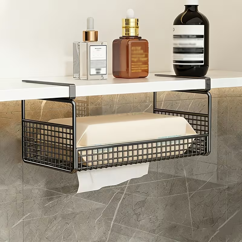 1 Wall-Mounted Iron Tissue Holder | Kitchen and Bathroom Hanging Tissue Storage Rack