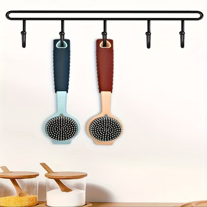 Durable PP long-handled cleaning brush - soft silicone bristles for efficient cleaning.