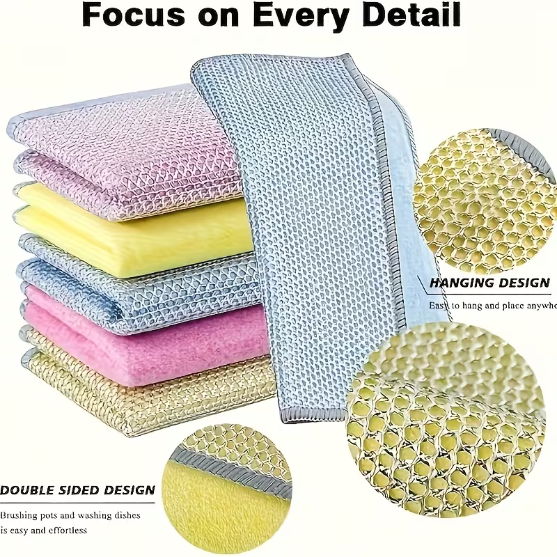 New upgraded double-sided silver-thread coconut fiber cleaning cloth, steel wire dishcloth