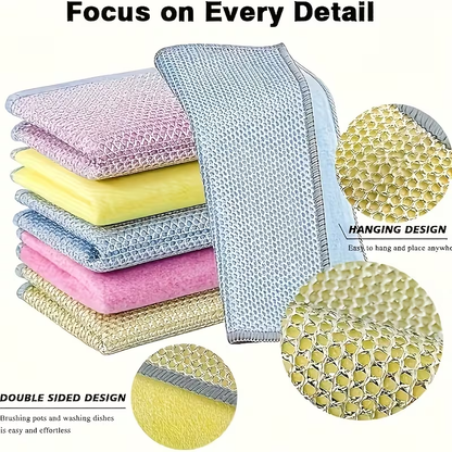 New upgraded double-sided silver-thread coconut fiber cleaning cloth, steel wire dishcloth