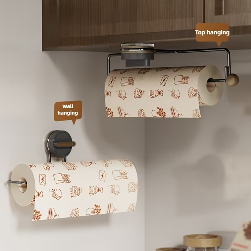 Rotating suction cup kitchen paper towel holder - no drilling required