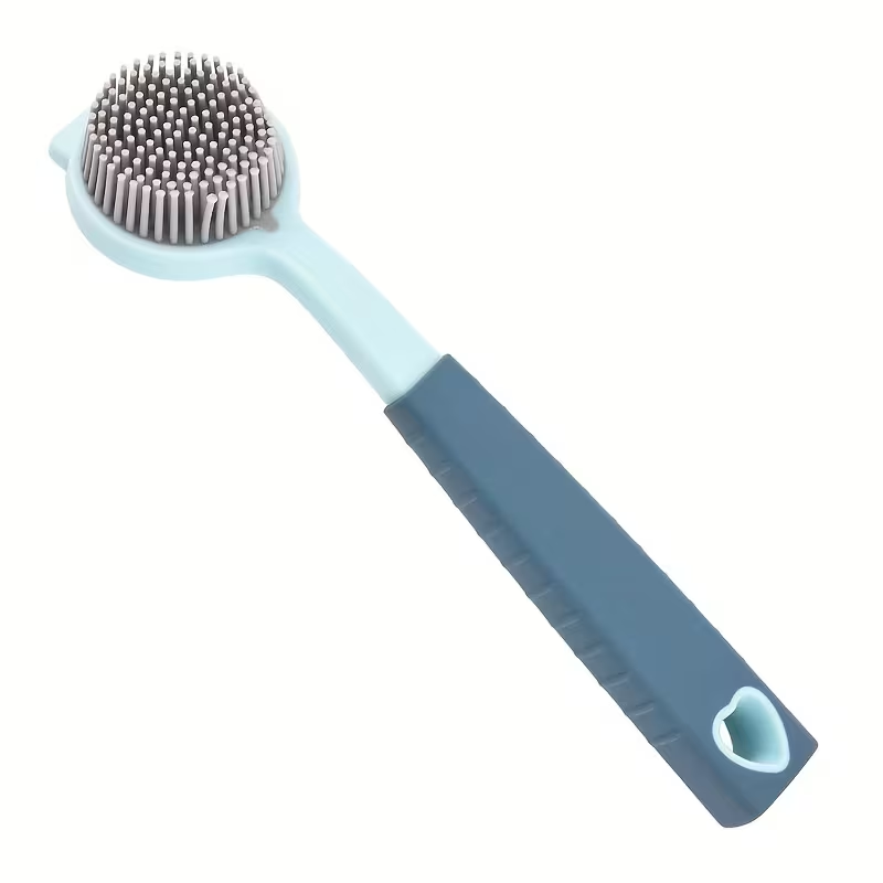 Durable PP long-handled cleaning brush - soft silicone bristles for efficient cleaning.