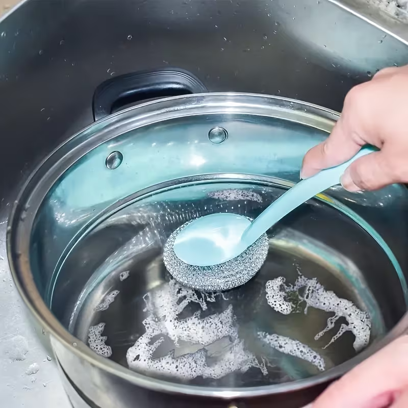 7-piece stainless steel brush set, including 5 replaceable sponges