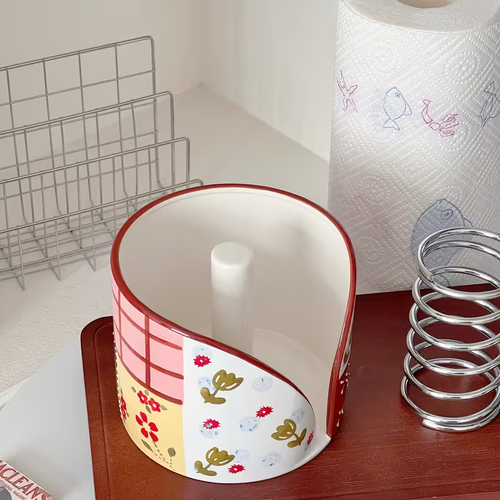 1 Ceramic Tissue Holder - Heavy Duty Ceramic Tissue Dispenser with Mesh Dividers