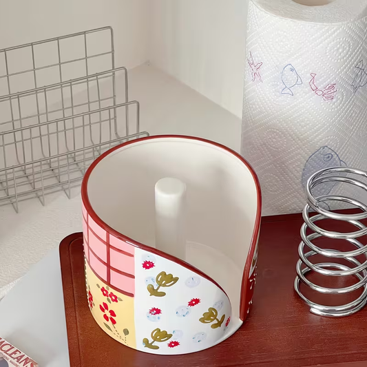 1 Ceramic Tissue Holder - Heavy Duty Ceramic Tissue Dispenser with Mesh Dividers
