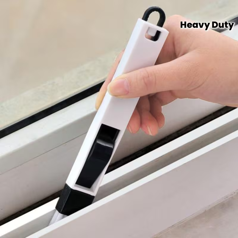 Window groove brush with dustpan and crevice nozzle