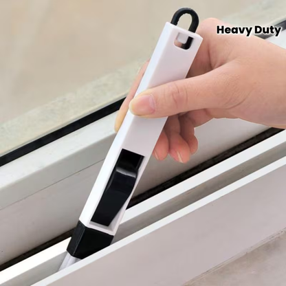 Window groove brush with dustpan and crevice nozzle