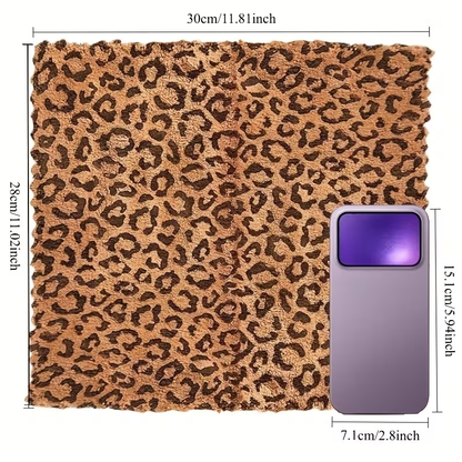 6 Retro Double-Sided Colorful Leopard Print Cleaning Cloths | Polyester Square Towels