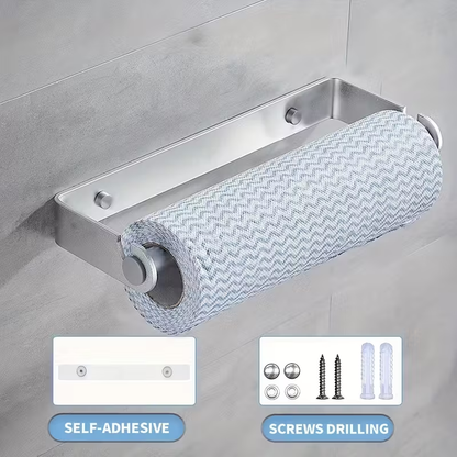 Space-grade aluminum paper towel holder - rust-resistant and suitable for kitchens.