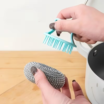 7-piece stainless steel brush set, including 5 replaceable sponges