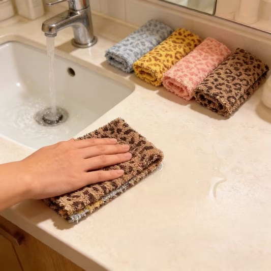 6 Retro Double-Sided Colorful Leopard Print Cleaning Cloths | Polyester Square Towels