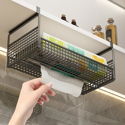 1 Wall-Mounted Iron Tissue Holder | Kitchen and Bathroom Hanging Tissue Storage Rack
