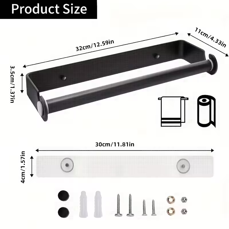 Space-grade aluminum paper towel holder - rust-resistant and suitable for kitchens.