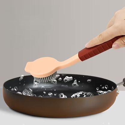 Durable PP long-handled cleaning brush - soft silicone bristles for efficient cleaning.