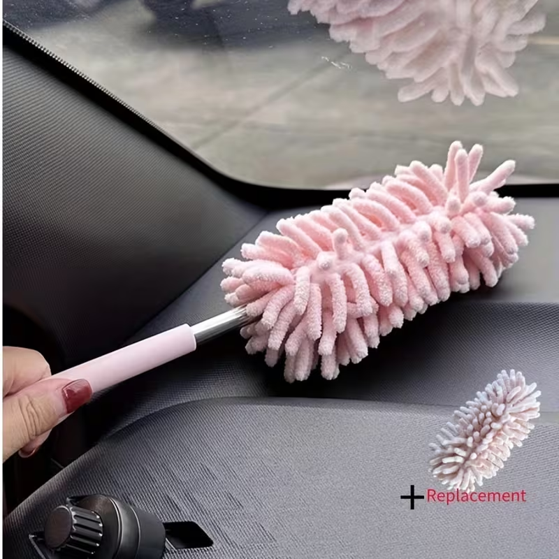 Two-piece set - Microfiber cleaning tools - Flexible adjustable mini car dust brush