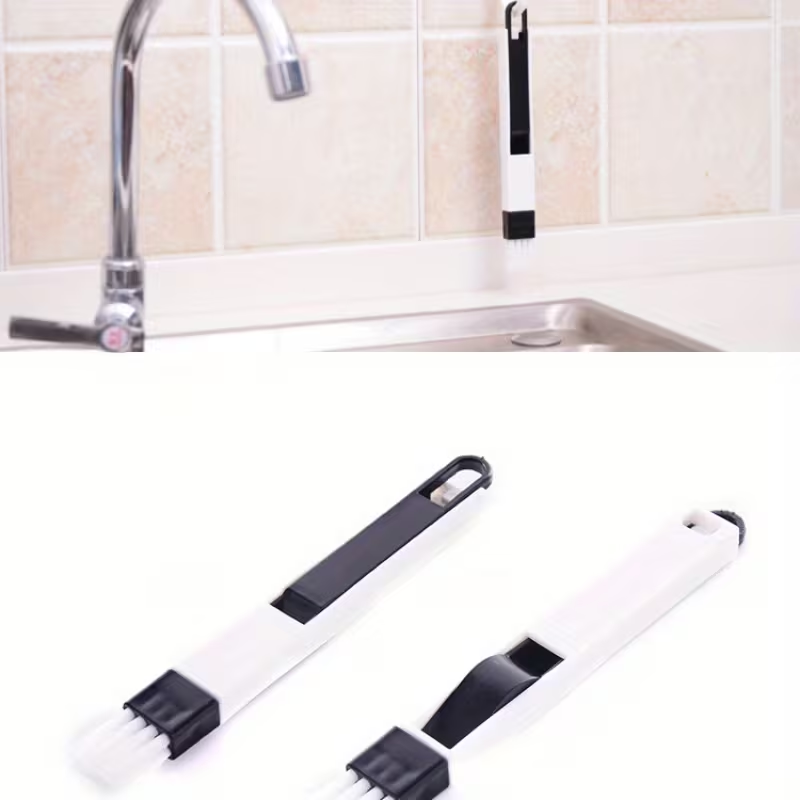 Window groove brush with dustpan and crevice nozzle