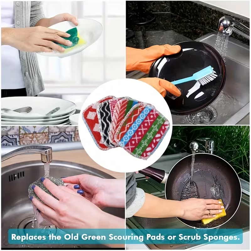 Bohemian Check Dishcloth - Thick and Durable Multi-Color Cleaning Cloth