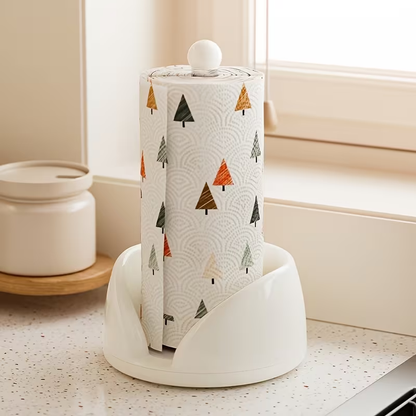 1 stainless steel/plastic rotating kitchen paper towel holder and countertop storage rack