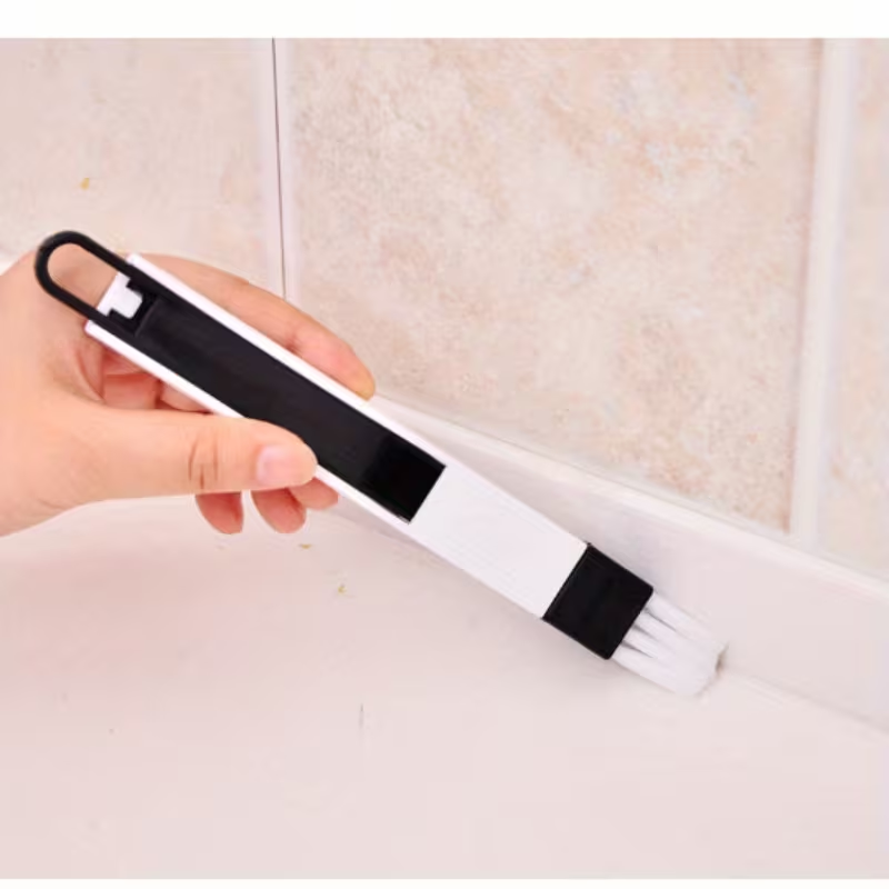 Window groove brush with dustpan and crevice nozzle