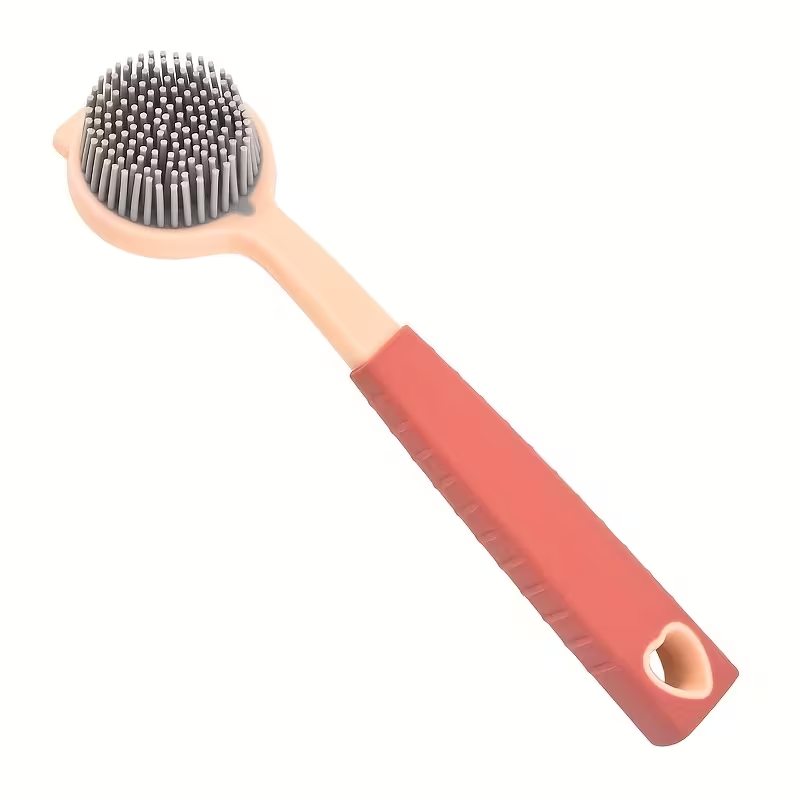 Durable PP long-handled cleaning brush - soft silicone bristles for efficient cleaning.