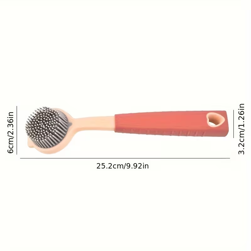 Durable PP long-handled cleaning brush - soft silicone bristles for efficient cleaning.