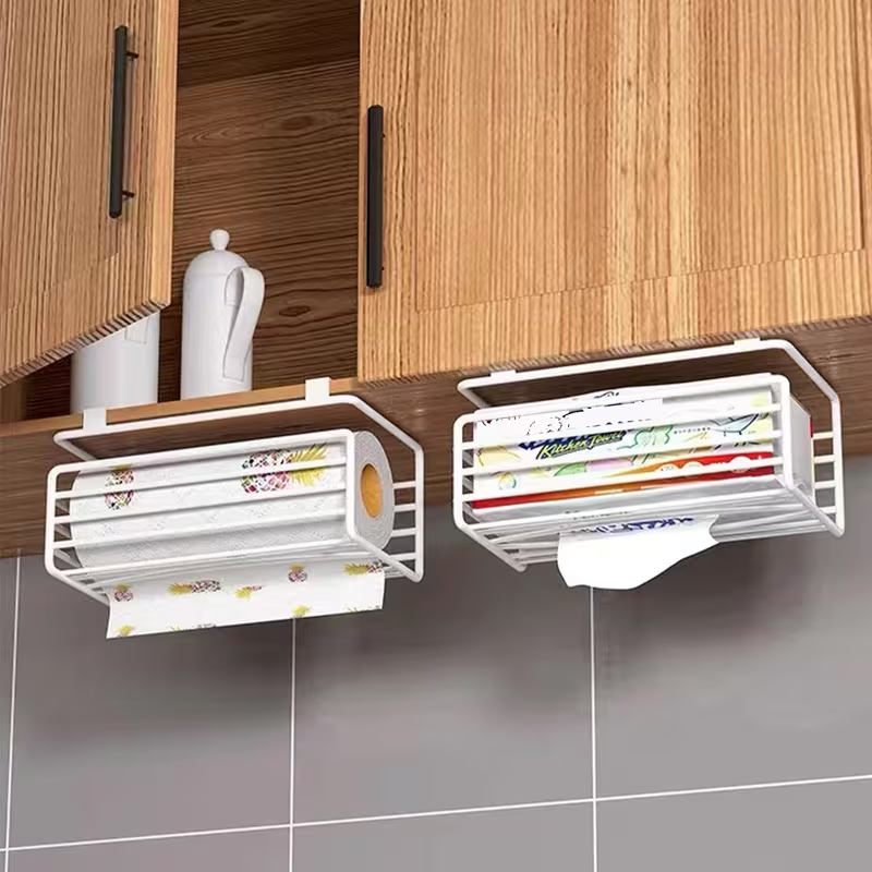 No-drill multi-functional kitchen paper towel holder with thickened paper towel box