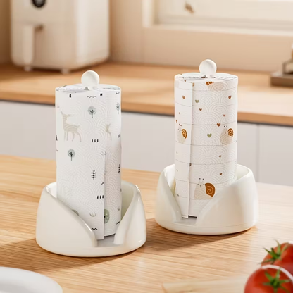 1 stainless steel/plastic rotating kitchen paper towel holder and countertop storage rack