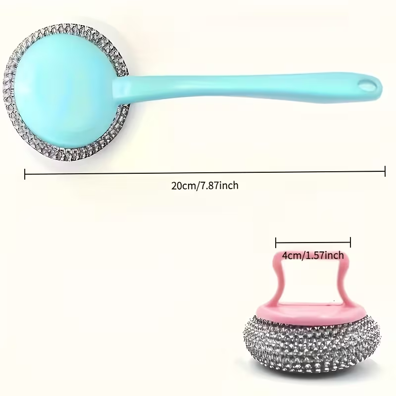 7-piece stainless steel brush set, including 5 replaceable sponges