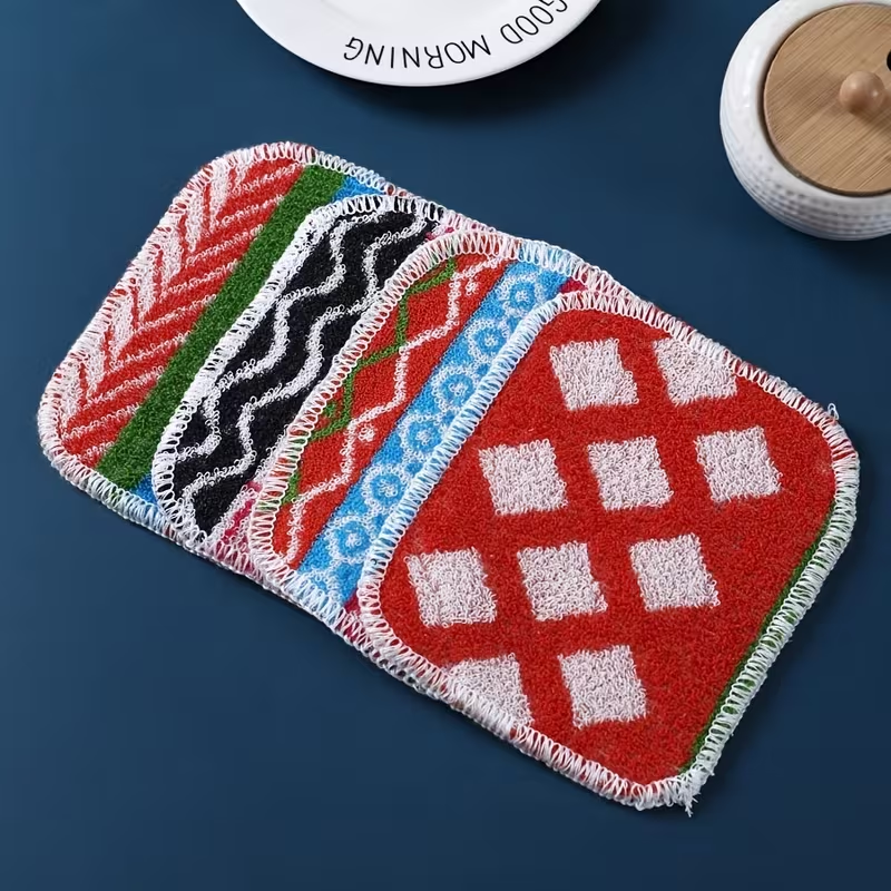 Bohemian Check Dishcloth - Thick and Durable Multi-Color Cleaning Cloth