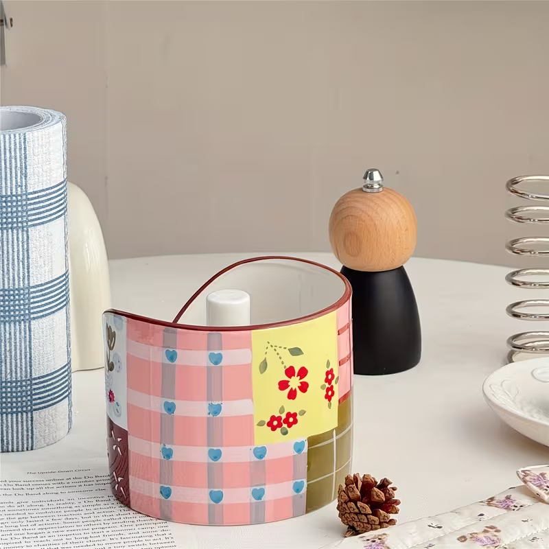 1 Ceramic Tissue Holder - Heavy Duty Ceramic Tissue Dispenser with Mesh Dividers