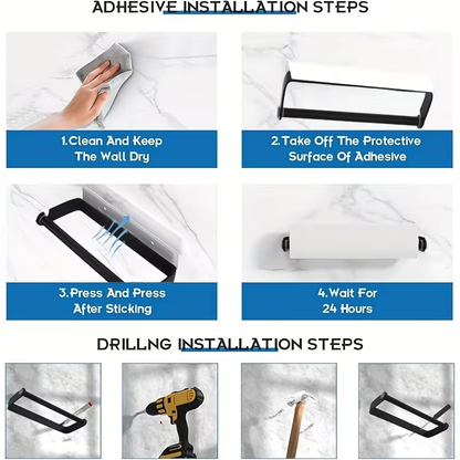 No-drill kitchen and bathroom storage rack, strong adhesive tissue holder