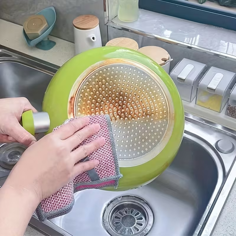 New upgraded double-sided silver-thread coconut fiber cleaning cloth, steel wire dishcloth