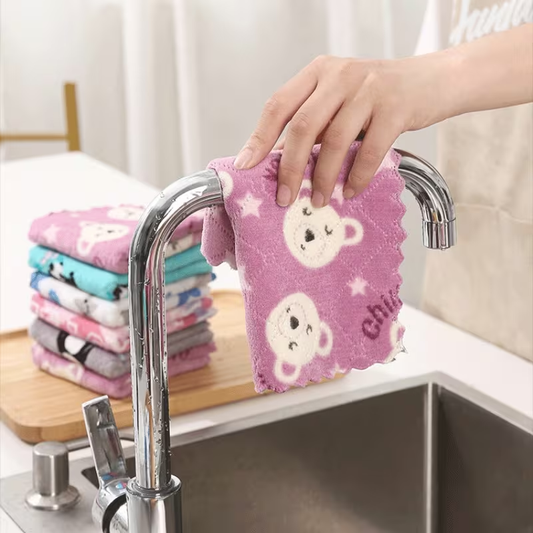 6-pack of super absorbent coral fleece kitchen towels