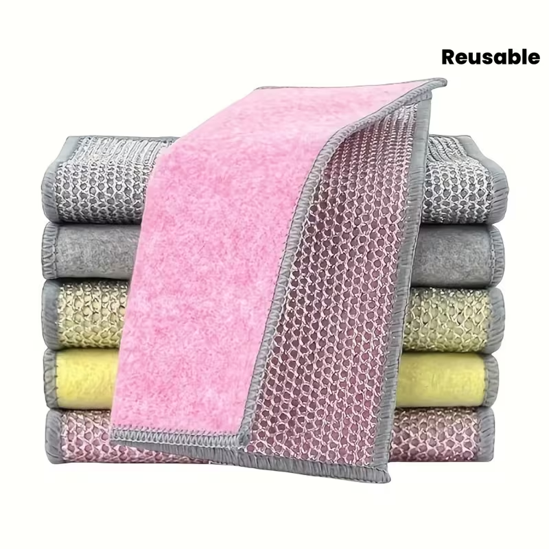 New upgraded double-sided silver-thread coconut fiber cleaning cloth, steel wire dishcloth