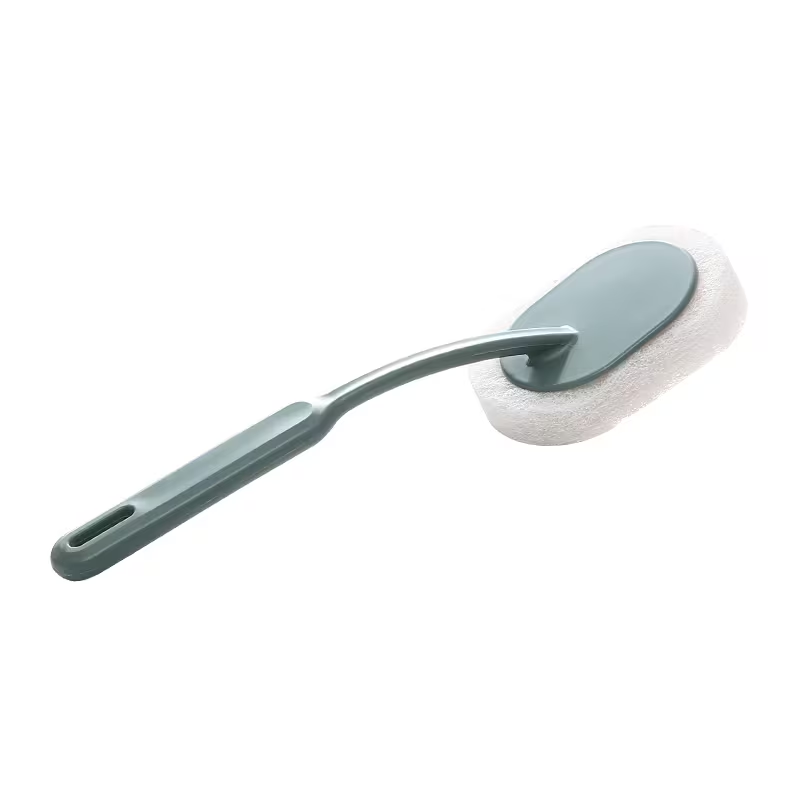 Long-handled sponge brush, designed for deep cleaning of bathtubs.