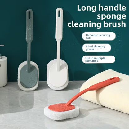 Long-handled sponge brush, designed for deep cleaning of bathtubs.