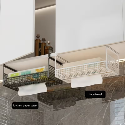 1 Wall-Mounted Iron Tissue Holder | Kitchen and Bathroom Hanging Tissue Storage Rack